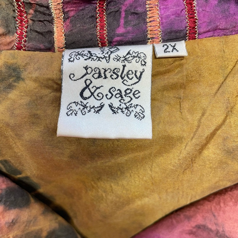 Parsley Sage Silk Patchwork Jacket Button Front A… - image 2